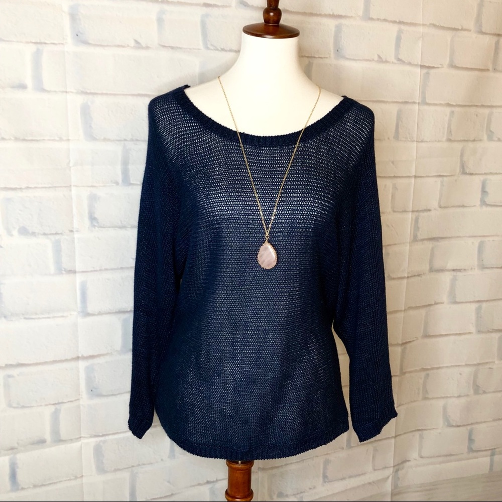 J O I E :  3/4 Sleeved Knit Sweater - Navy Blue